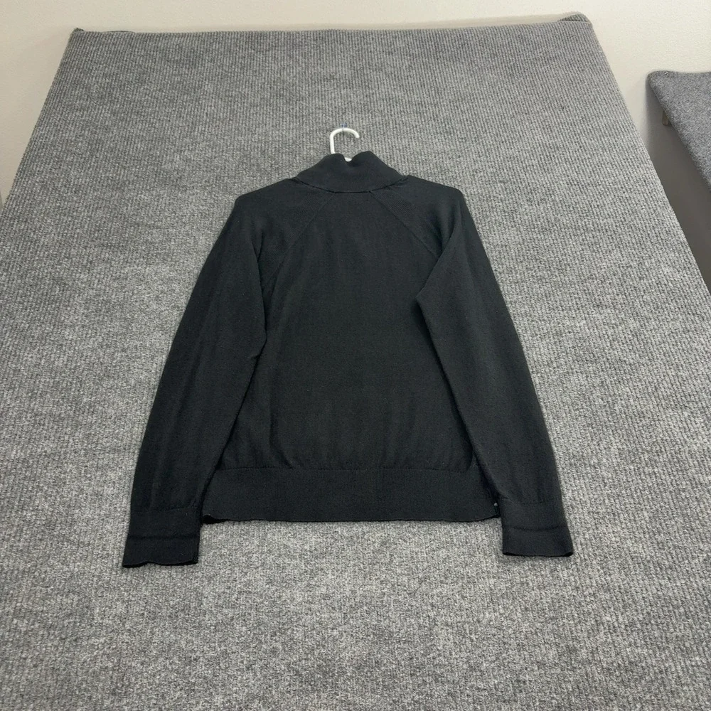 Banana Republic Sweater Mens M Black Cotton Cashmere Quarter Zip Classic